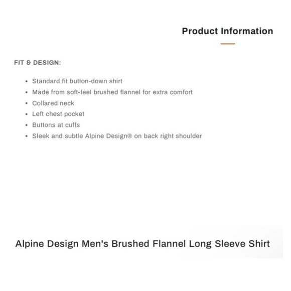 Alpine Design Mens Size S Mount Evans Smokey Slate Flannel Long Sleeve Shirt NWT - Picture 3 of 7